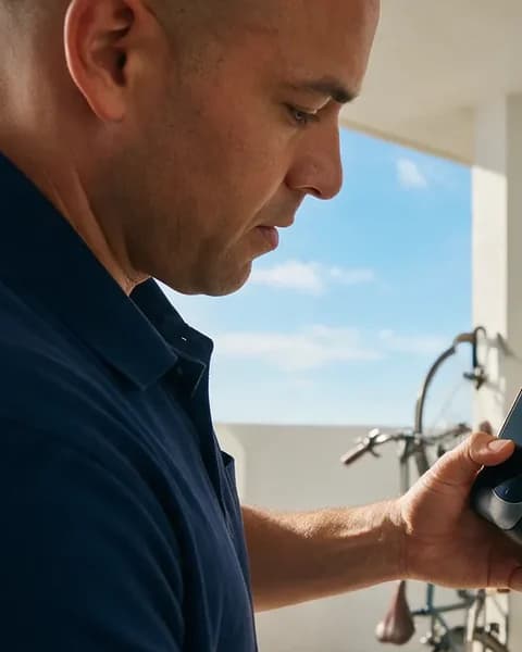 Anil Venkataraman, owner of Wafer Lock & Key, fitting a keypad lock