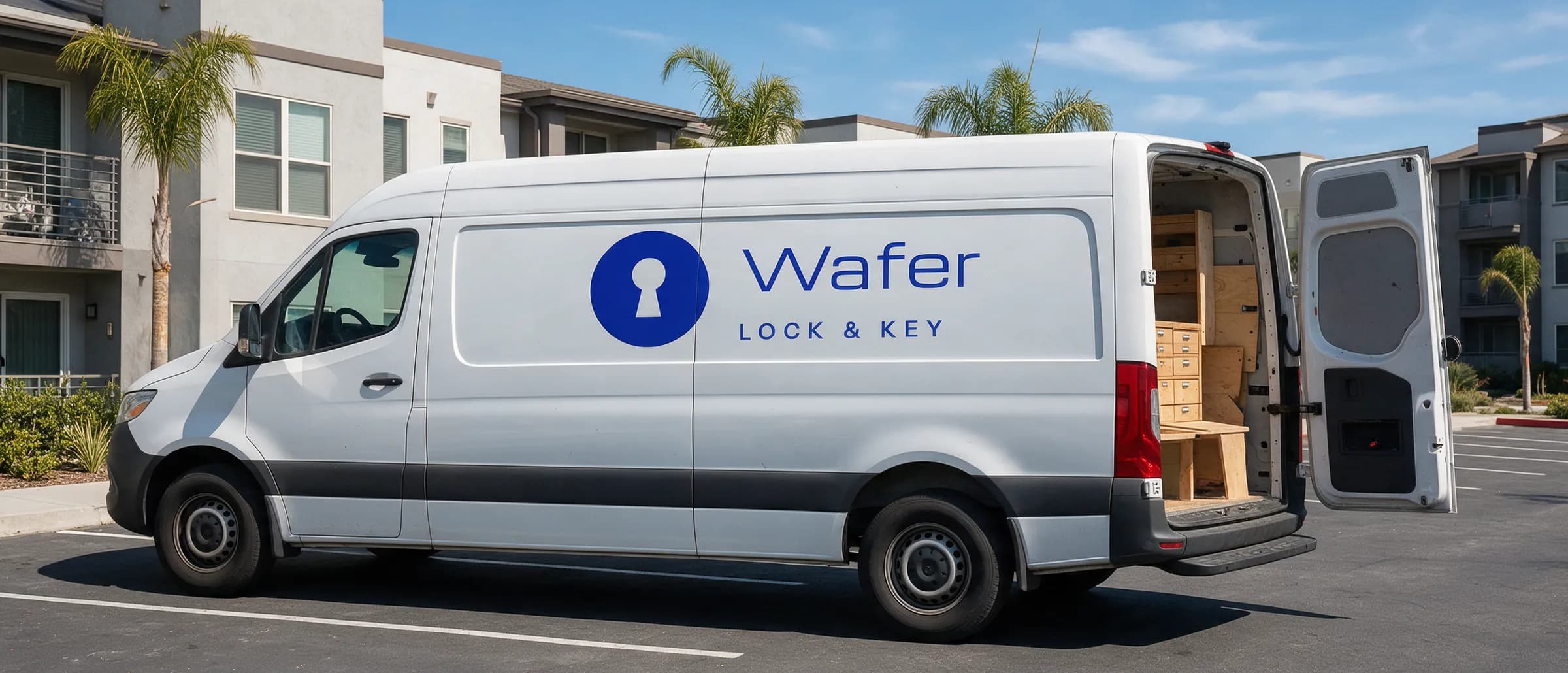 Wafer Lock & Key service van at dusk